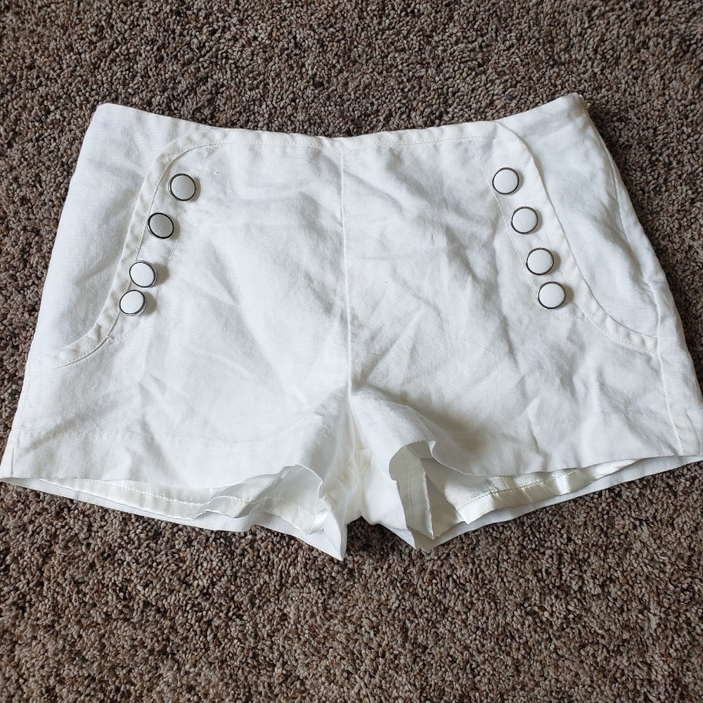 White nautical linen style shorts